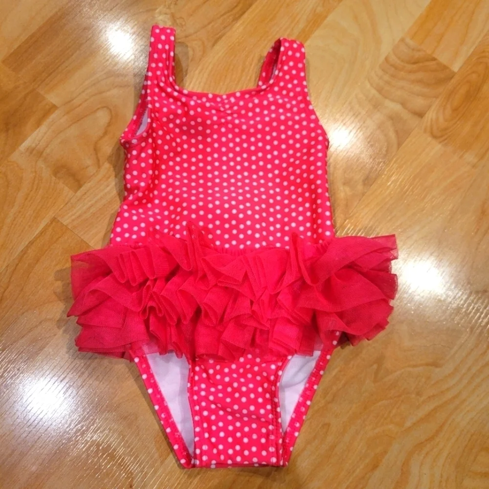 Cat & Jack Polkadot Tutu One Piece Swim Suit Size 9 Months